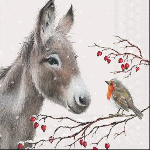 Ambiente 20 servetten 'Donkey and robin' 33 cm