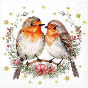 Ambiente 20 servetten 'Couple of robins' 33 cm